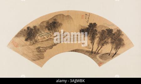 Das Palace Museum beherbergt eine umfangreiche Sammlung von Fächergemälden, die komplizierte Pinselarbeiten und eine Vielzahl von Themen zeigen, darunter Natur, Figuren und historische Erzählungen. Stockfoto