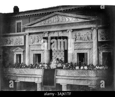 Dieses Gemälde von 1857 zeigt die Einweihung der Säule der Unbefleckten Empfängnis auf der Piazza di Spagna, Rom, während des Papsttums Pius IX. Stockfoto