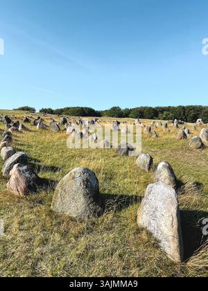 Lindholm Høje, ein wikingerfriedhof in Dänemark. Stockfoto