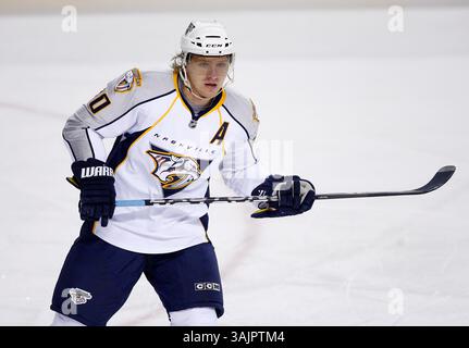 Januar 2010 - Calgary, Alberta, Kanada - Foto des NHL-Spielerprofils auf Martin Erat von Nashville Predators aus der Tschechischen Republik während eines Spiels in Calgary. (Foto: © Larry MacDougal via ZUMA Wire) Stockfoto