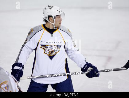 Januar 2010 - Calgary, Alberta, Kanada - NHL-Spielerprofil auf Ryan Jones von Nashville Predators während eines Spiels in Calgary. (Foto: © Larry MacDougal via ZUMA Wire) Stockfoto