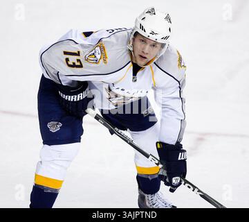 Januar 2010 - Calgary, Alberta, Kanada - NHL-Spielerprofil auf Nick Spaling von Nashville Predators während eines Spiels in Calgary. (Foto: © Larry MacDougal via ZUMA Wire) Stockfoto