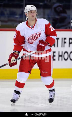 März 2010 – Calgary, Alberta, Kanada – Foto des NHL-Spielerprofils von Brian Rafalski der Detroit Red Wings während eines Spiels in Calgary. (Foto: © Larry MacDougal via ZUMA Wire) Stockfoto