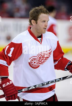 März 2010 – Calgary, Alberta, Kanada – Foto des NHL-Spielerprofils auf Dan Cleary der Detroit Red Wings während eines Spiels in Calgary. (Foto: © Larry MacDougal via ZUMA Wire) Stockfoto