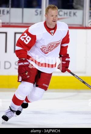 März 2010 – Calgary, Alberta, Kanada – Foto des NHL-Spielerprofils von Jason Williams von Detroit Red Wings während eines Spiels in Calgary. (Foto: © Larry MacDougal via ZUMA Wire) Stockfoto