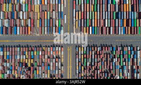 Casablanca MARSA Container Terminal Lagerhalle. Stockfoto