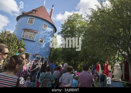 3. Juli 2017 – Naantali, Suomi Finnland – Moominworld ist der Moomin-Themenpark speziell für Kinder, basierend auf den Moomin-Büchern von Tove Jansson. Moominworld ist auch die perfekte Kombination aus Tove Janssons Saga und authentischer Natur der Inselgruppe. 3. Juli 2017 in Naantali, Finnland. (Newspix24/Matti Matikainen) – NUR REDAKTIONELLE VERWENDUNG (Kreditbild: © Matti Matikainen via ZUMA Wire) Stockfoto