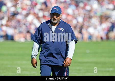 30. Juli 2017; Foxborough, MA, USA; New England Patriots Running Back Trainer Ivan Fears während des New England Patriots Training Camp im Gillette Stadium. Anthony Nesmith/Cal Sport Media (Kreditbild: &Copy; Anthony Nesmith/CSM via ZUMA Wire) Stockfoto