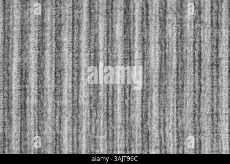 Ridge-Makrotextur aus Velours-Cordgrauen Stoffen. Großer gerippter, grober gewebter Samtstoff, gestreifte Polsterung Textur Stoffhintergrund, Möbeltextilien Stockfoto