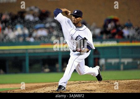 15. Mai 2009: Detroit Tigers starten Pitcher Edwin Jackson #36 Plätze im Spiel am Freitagabend im Comerica Park, Detroit, Michigan... Detroit Tigers vs Oakland A. Steven King/CSM (Bild: © Steven King/Cal Sport Media) Stockfoto