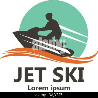 Vektor-Logo Jetski Racing Extreme Sport Illustration Design Stock Vektor