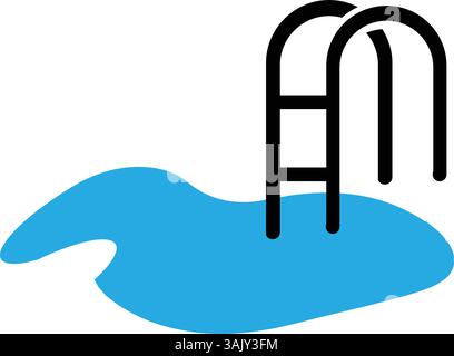 Wassertreppe Strand Swimmingpool Logo Design Vektor Stock Vektor