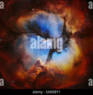 Trifidennebel M20, Hubble-Bild Stockfoto