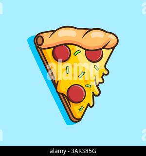Entwerfen Sie Cartoon von Slice Pizza, flache Design Vektor-Illustration Stock Vektor