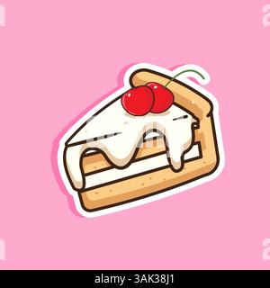 Aufkleber von Slice Cake Vector Illustration Cartoon Design Stock Vektor