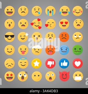 Vektor alle Emojis gesetzt lustiges Netzwerk Emoticon Set Stock Vektor