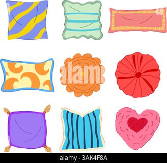 Werfen Sie Kissen Set Cartoon Vektor Illustration Stock Vektor