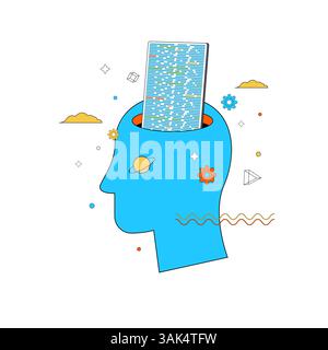 Codegenerierung durch Programmierer oder künstliche Intelligenz. Surreal flache konzeptionelle Darstellung der Programmerstellung. Vektorabbildung. Stock Vektor