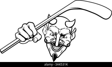 Teufel Satan Eishockey Sport Maskottchen Cartoon Stock Vektor