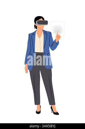 Geschäftsfrau, die mit Daten in virtueller Realität arbeitet Stock Vektor