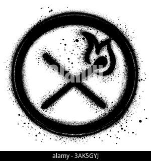 Kein offenes Feuer brennendes Symbol im Graffiti-Stil mit schwarzer Sprühfarbe. Vektorabbildung. Stock Vektor