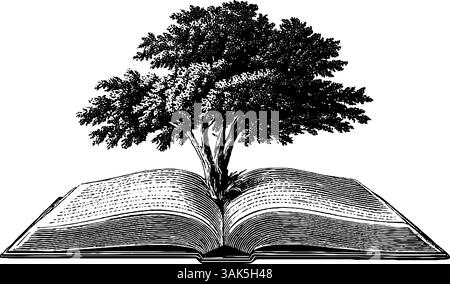 Gravierte Abbildung einer Eule auf einem Baumzweig für Naturkunstwerke. Stock Vektor