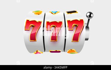 Spielautomat gewinnt den Jackpot. 777 großes Win-Konzept. Casino Jackpot. Vektorgrafik Stock Vektor