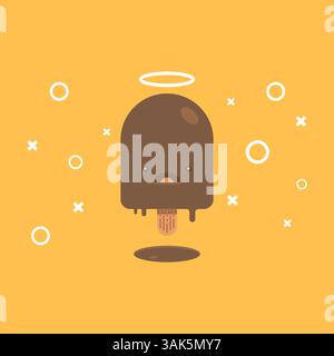 Niedliche gestorben Eis schmelzende Karikaturvektor-Icon Illustration Stock Vektor