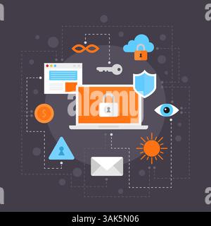 Datenschutz Moderne grafische Elemente im flachen Design Stock Vektor