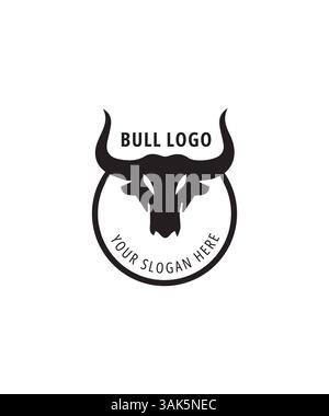 Emblem Bull Logo Design Vektor, Bull Logo Design Icon, schwarzes Bull Logo Stock Vektor