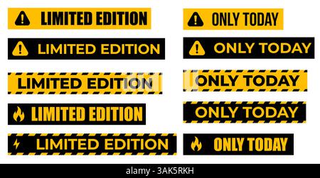 Limited Edition Und Only Today Sale Labels In Schwarz Und Gelb Für Werbeaktionen, Marketing, Werbung, Sonderangebot Und Rabattbanner Stock Vektor