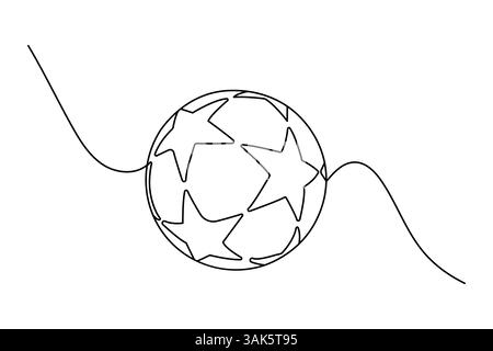 Fußball durchgehende eine Linie Kunstzeichnung des Konzepts Kritzelstil Umrissvektor Illustration Stock Vektor