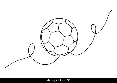 Fußball durchgehende eine Linie Kunstzeichnung des Konzepts Kritzelstil Umrissvektor Illustration Stock Vektor
