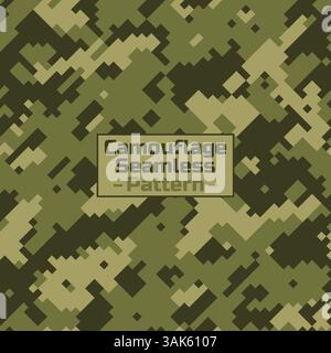 Professionelles, nahtloses Camouflage-Design mit Pixeln Stock Vektor