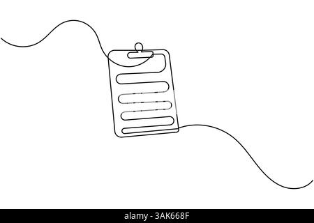 Zwischenablage mit einer Checkliste durchgehende einzeilige Zeichnung und minimalistischem Stil isolieren das Symbol für den Konturvektor Stock Vektor