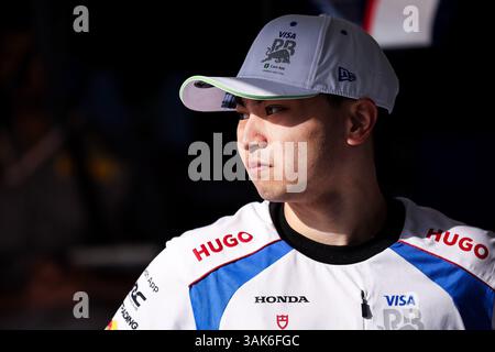 IWASA Ayumu (jpn), Visa Cash App RB F1 Team VCARB02, Porträt während des Formel 1 Golf Bahrain Grand Prix 2025, 4. Runde der FIA Formel 1 Weltmeisterschaft 2025 vom 11. Bis 13. April 2025 auf dem Bahrain International Circuit, in Sakhir, Bahrain - Foto Eric Alonso / DPPI Stockfoto