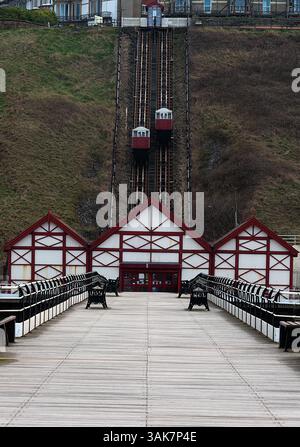 Saltburn-by-the-Sea Cliff Lift vom Pier Stockfoto