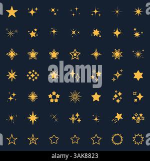 Satz von gelben Vektorsternen Hintergrund für Web- und Webdesign Stock Vektor