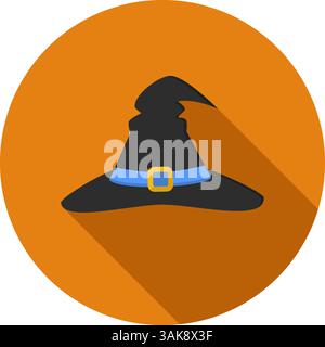 Ein Hexenhut, Halloween-Sammlung, flache Vektor-Illustration Stock Vektor