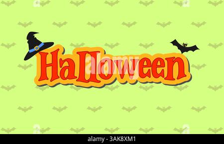 Happy Halloween Banner oder Party Einladung Hintergrund mit Wolken, Fledermäusen und Kürbissen im Papierschnitt Stil Stock Vektor