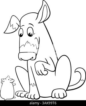 Zeichentrickillustration einer lustigen Hundetierfigur mit kleiner Hamstermalseite Stock Vektor