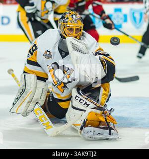 1. März 2017: Chicago, Illinois, USA – Torhüter der Penguin #29 Marc-Andre Fleury im United Center in Chicago, Illinois, im Spiel der National Hockey League zwischen den Chicago Blackhawks und den Pittsburgh Penguins. (Kreditbild: &Copy; Mike Wulf/CSM via ZUMA Wire) Stockfoto