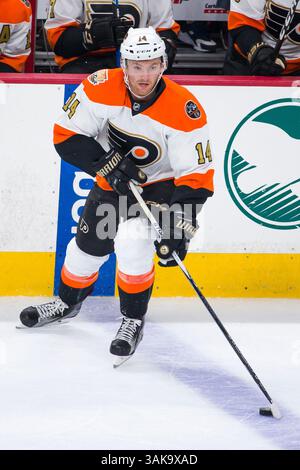 20. Oktober 2016: Sean Couturier (14) spielt im NHL-Spiel zwischen den Anaheim Ducks und Philadelphia Flyers im Well Fargo Center in Philadelphia, Pennsylvania. Die Anaheim Ducks gewannen mit 3:2. Christopher SzagolaCal Sport Media (Kreditbild: &Copy; Chris Szagola/CSM via ZUMA Wire) Stockfoto
