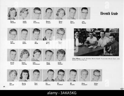 Das Bisbila Jahrbuch 1959 von der University High School erfasst die wichtigsten Momente des Schuljahres 1958-1959, darunter Studenten, Dozenten, Leichtathletik, Clubs, und wichtige Ereignisse in der Schule. Stockfoto