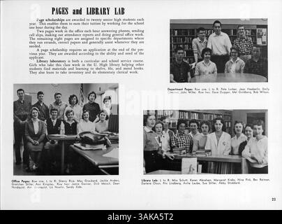 Das „Bisbila“ Jahrbuch 1959 der University High fängt die akademischen, sportlichen und sozialen Höhepunkte des Schuljahres 1958-1959 ein und zeigt das Leben der Schüler und den Schulgeist. Stockfoto