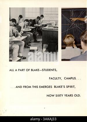 Das „Call O' Pan“ Jahrbuch von 1967 zeigt das Schuljahr 1966-1967 an der Blake High School, in dem das Schülerleben, sportliche Veranstaltungen, Beiträge der Lehrkräfte und Schulclubs vorgestellt werden. Stockfoto