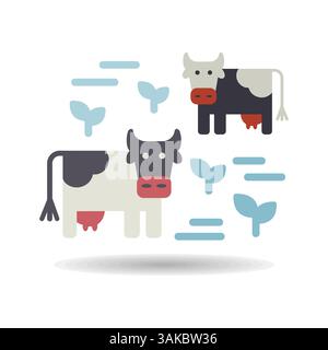 Kuh auf einer Weide isoliert Ikone. Zeichen Landwirtschaft. Graph-Symbol für Ihr Website-Design, Logo, App, UI. Vektorgrafik, EPS10. Stock Vektor