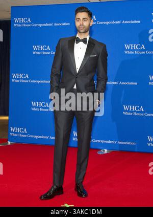 April 2017 - Washington, District of Columbia, Vereinigte Staaten von Amerika - Komiker Hasan Minhaj, der als Gastgeber für den Abend fungiert, kommt am Samstag, 29. April 2017 zum jährlichen Abendessen der White House Correspondents Association 2017 im Washington Hilton Hotel. Credit: Ron Sachs / CNP (Credit Image: © Ron Sachs/CNP via ZUMA Wire) Stockfoto