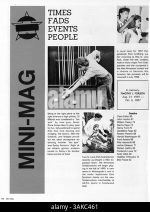 Das Jahrbuch der St. Louis Park High School 1988 fängt das wesentliche des Schuljahres 1987-1988 ein und konzentriert sich auf Schüler, Lehrer, Schulclubs, Sportprogramme und die wichtigsten Ereignisse, die das Jahr geprägt haben. Stockfoto