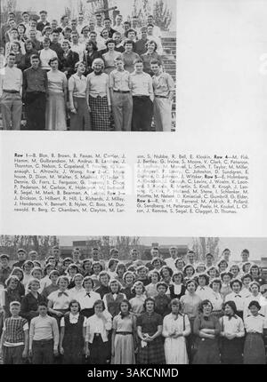 Dieses Jahrbuch 1952 der West High School erfasst die Schüler, Lehrer, Vereine, Leichtathletik und bedeutende Ereignisse aus dem akademischen Jahr 1951-1952 und zeigt die Schulgemeinschaft. Stockfoto